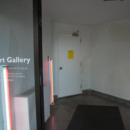 View of the inside door of the Upper Gallery exterior entrance