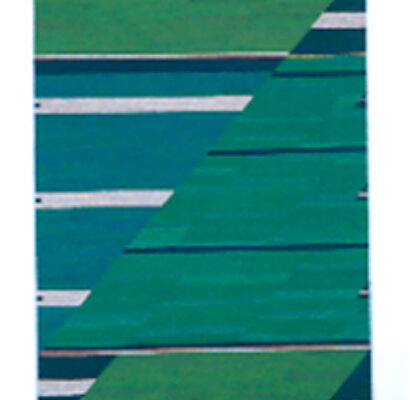 Brud II (green) hand-dyed (acid) Spelzau wool on linen warp, simplified tapestry technique 180 x 119 cm Courtesy of Suzanne Swannie (2004)