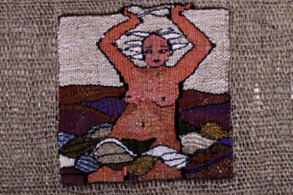 Suzanne Swannie Pink Moods (detail) 1978 linen, cotton, silk tapestry triptych (1978)